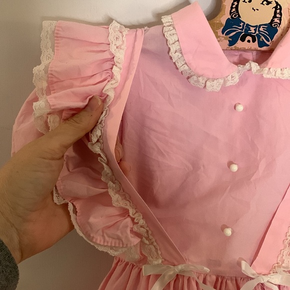 Vintage Mini World pink twirl pageant ruffle dress with lace trim Size 6 - Picture 5 of 9